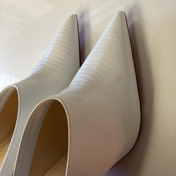 Christian Louboutin White Lizard Effect Leather Point-toe Slip-on Zarli Mules - Picture 6 of 15